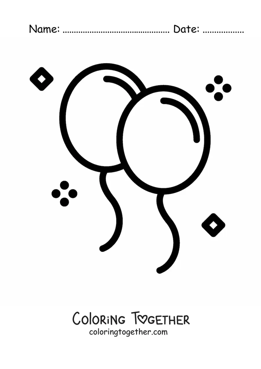 Coloring page of a birthday balloons emoji