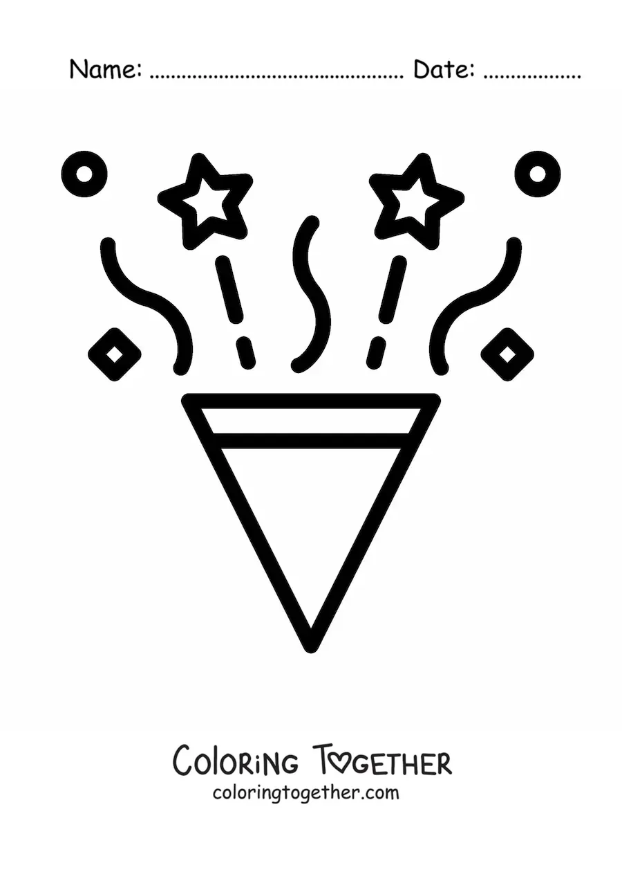 Coloring page of a birthday party popper emoji