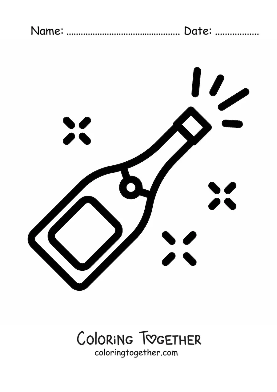 Coloring page of a party champagne emoji