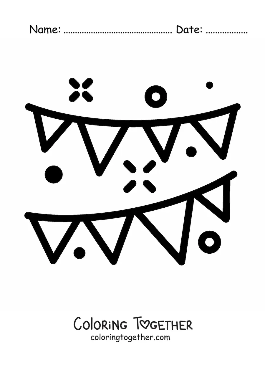 Coloring page of a birthday party decorations emoji