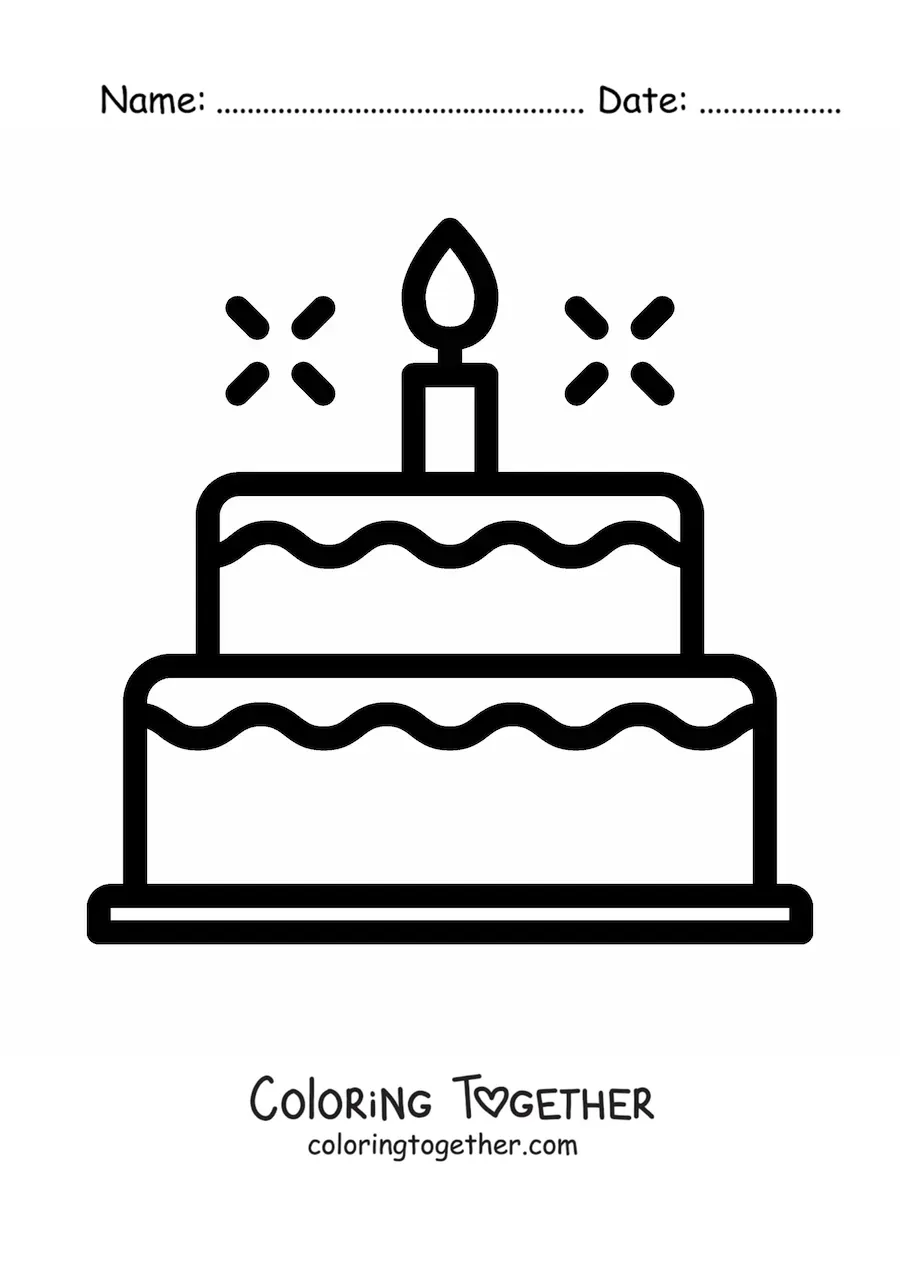 Coloring page of a birthday cake emoji