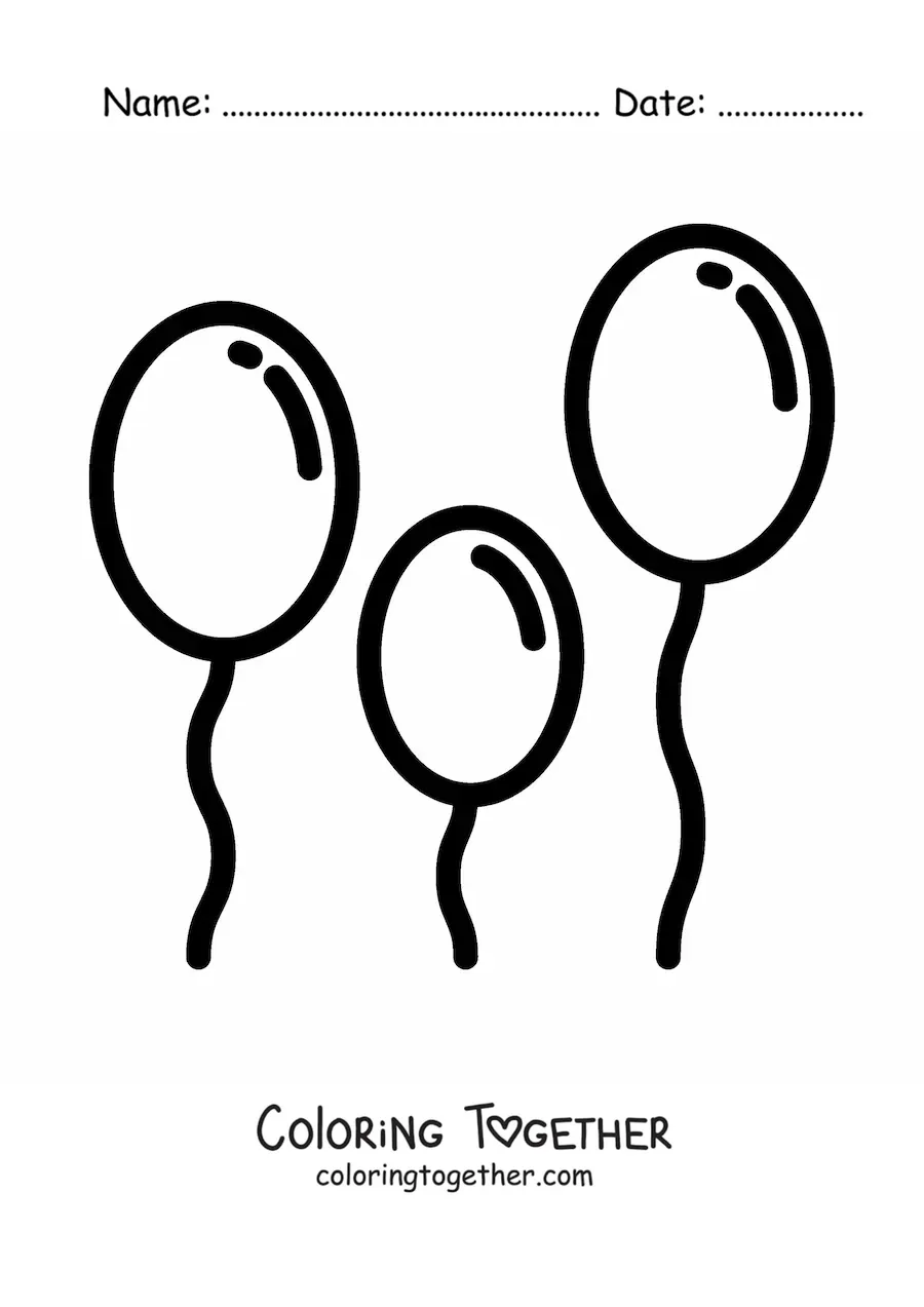 Coloring page of a party balloons emoji