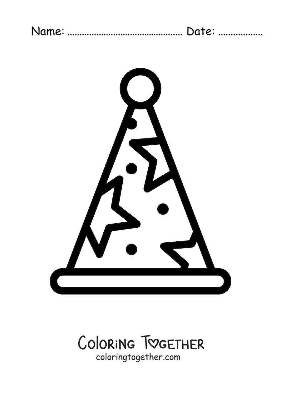 Coloring page of a party hat emoji