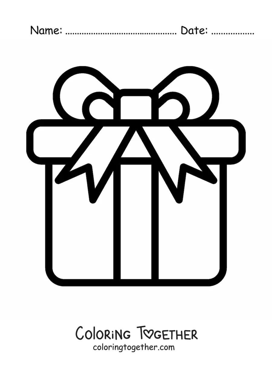 Coloring page of a big birthday gift emoji