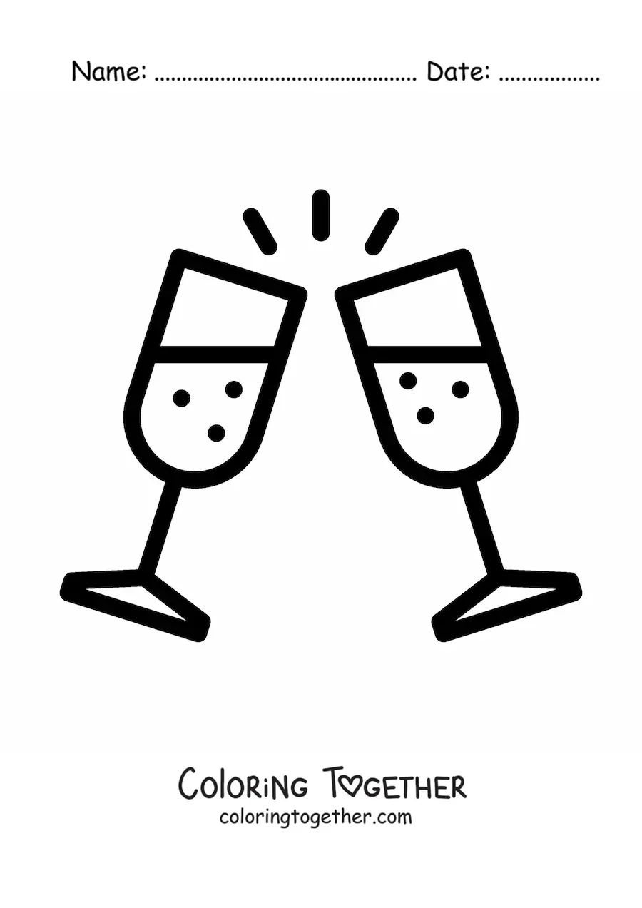 Coloring page of a birthday toast emoji