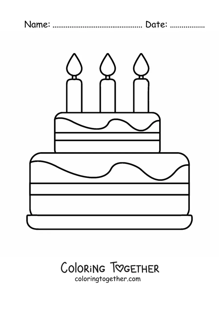 Coloring page of a birthday tart emoji