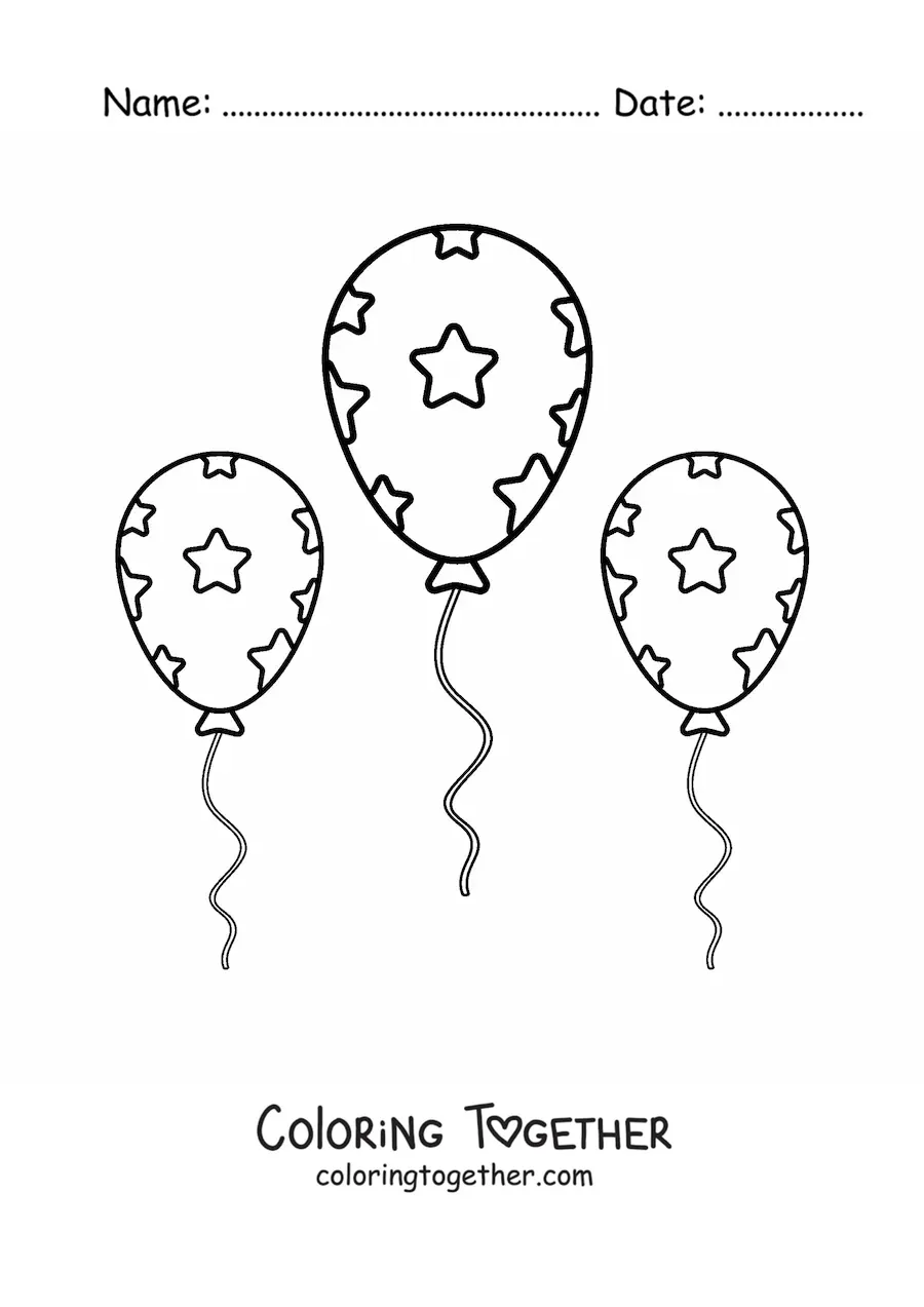 Coloring page of a party balloons emoji