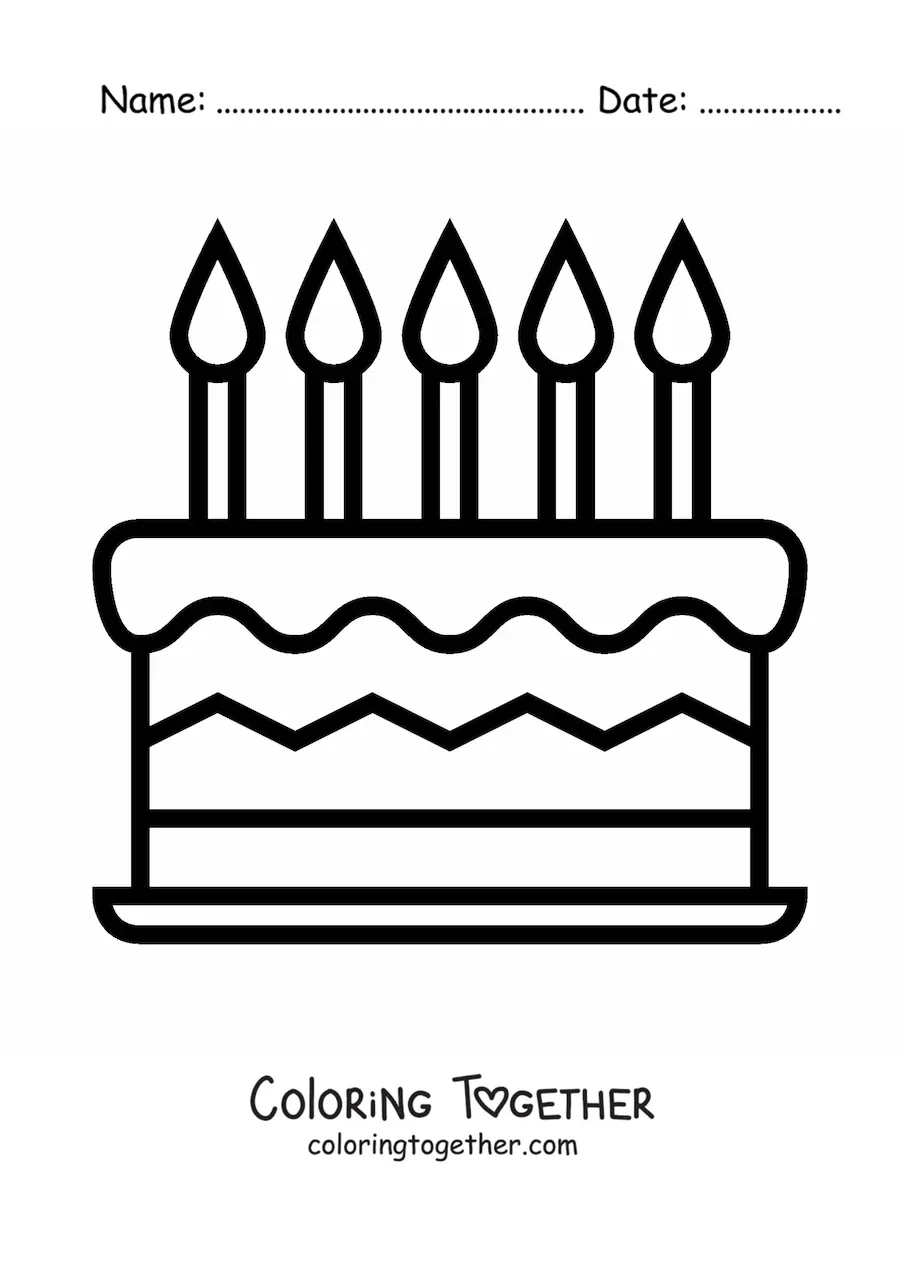 Coloring page of a birthday cake emoji