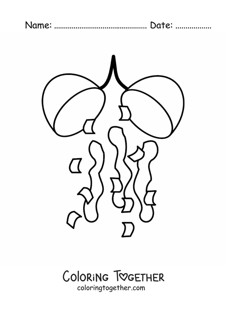 Coloring page of a confetti emoji