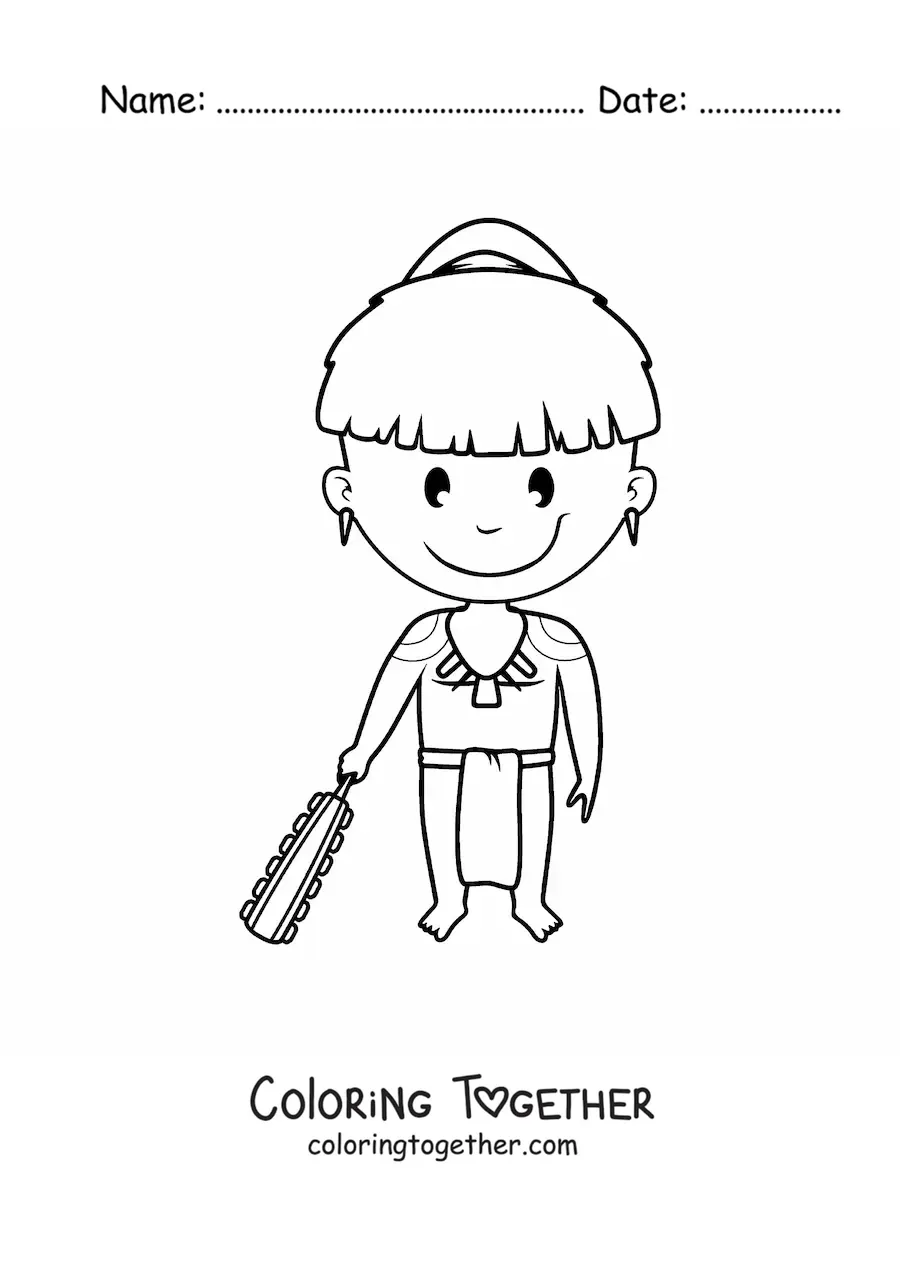 Coloring page of a Mayan man