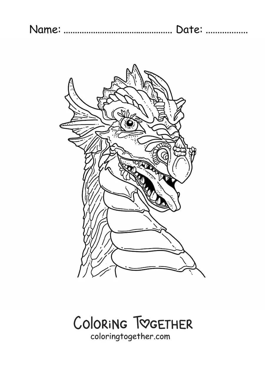 Coloring page of a Chinese dragon