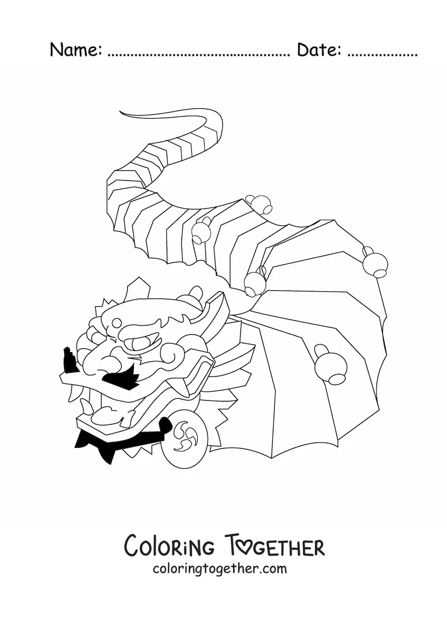Coloring page of a dragon from Chinese culture