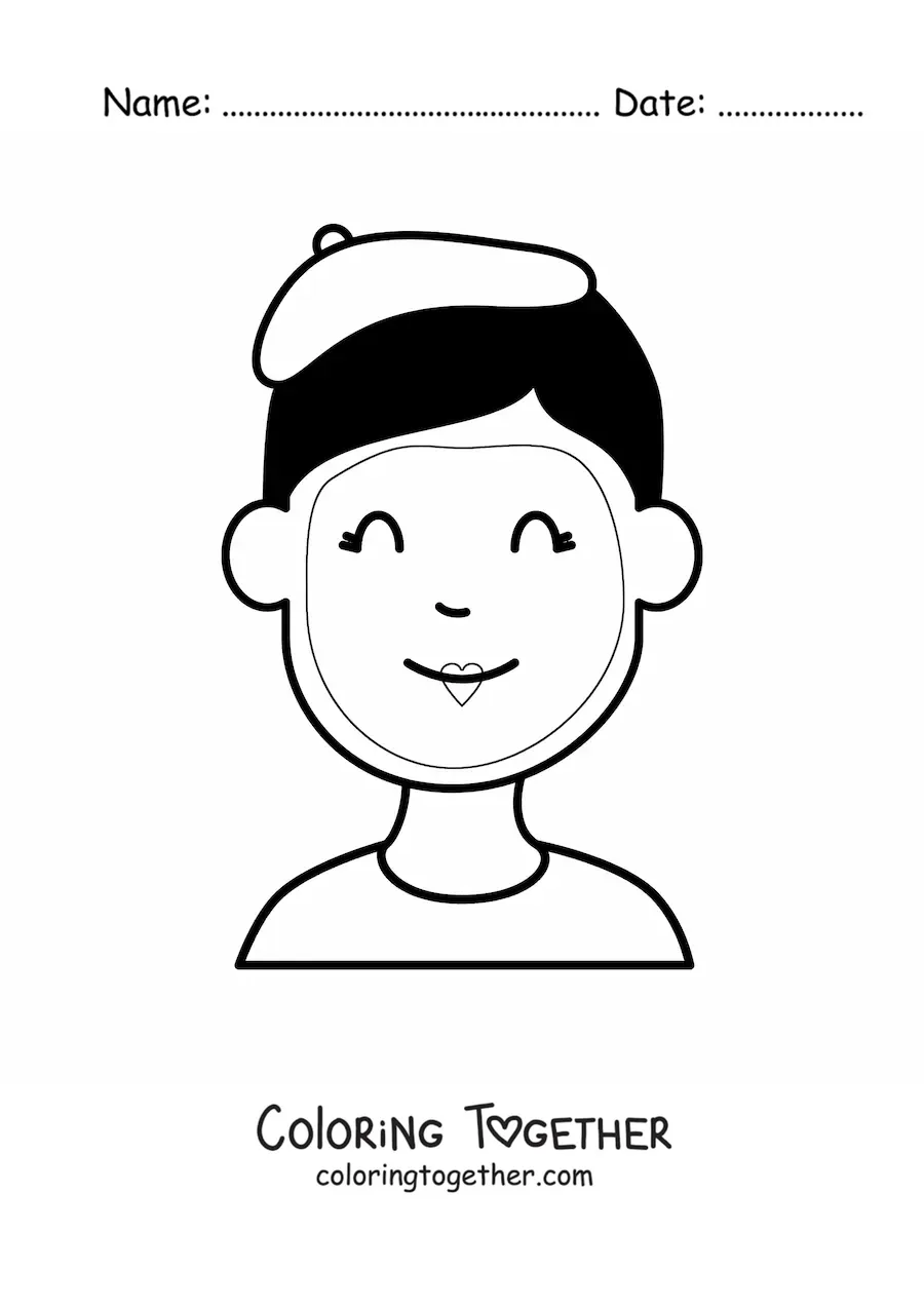 Coloring page of a French mime