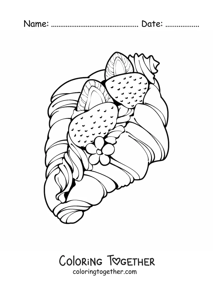 Coloring page of a sweet filled croissant