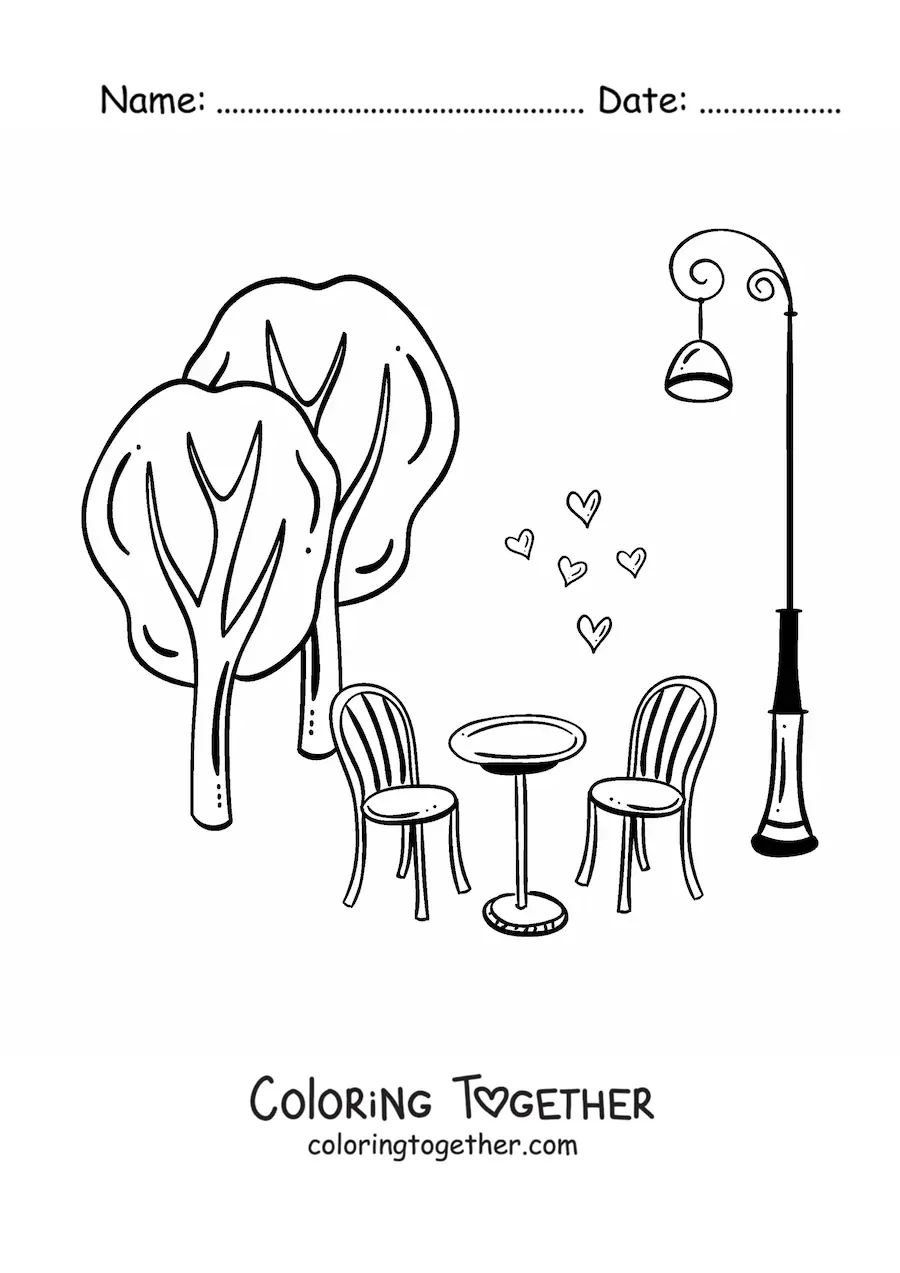 Coloring page of coffee in Paris