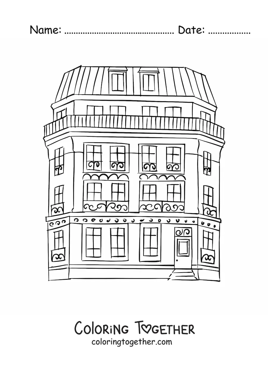 Coloring page of the architecture of Paris
