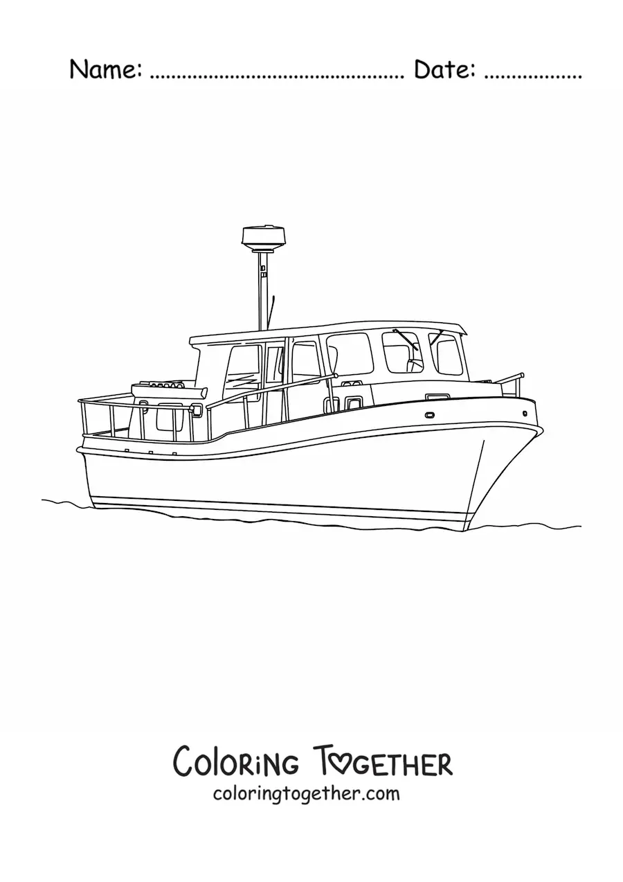 Coloring page of a yacht