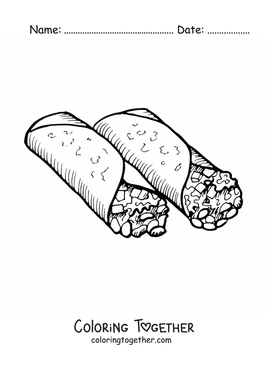 Coloring page of burritos