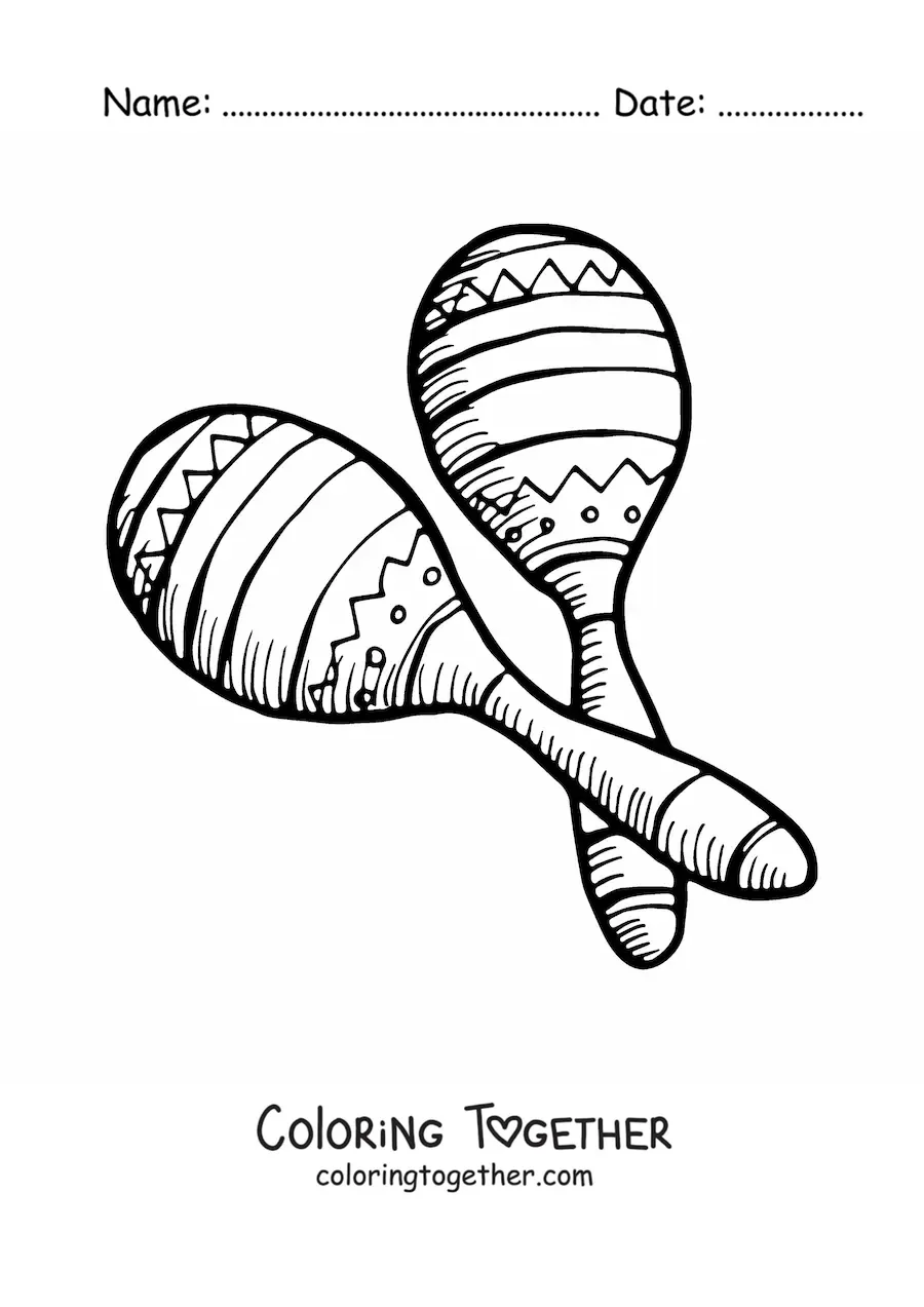 Coloring page of Mexican maracas