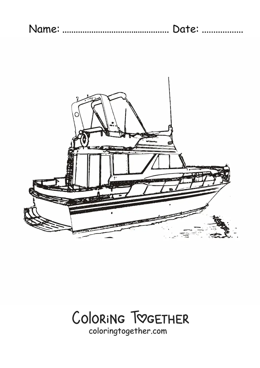Coloring page of a yacht