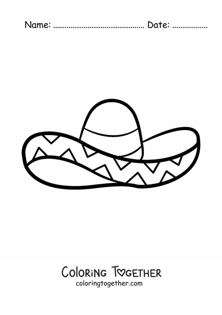 Coloring page of a Mexican hat