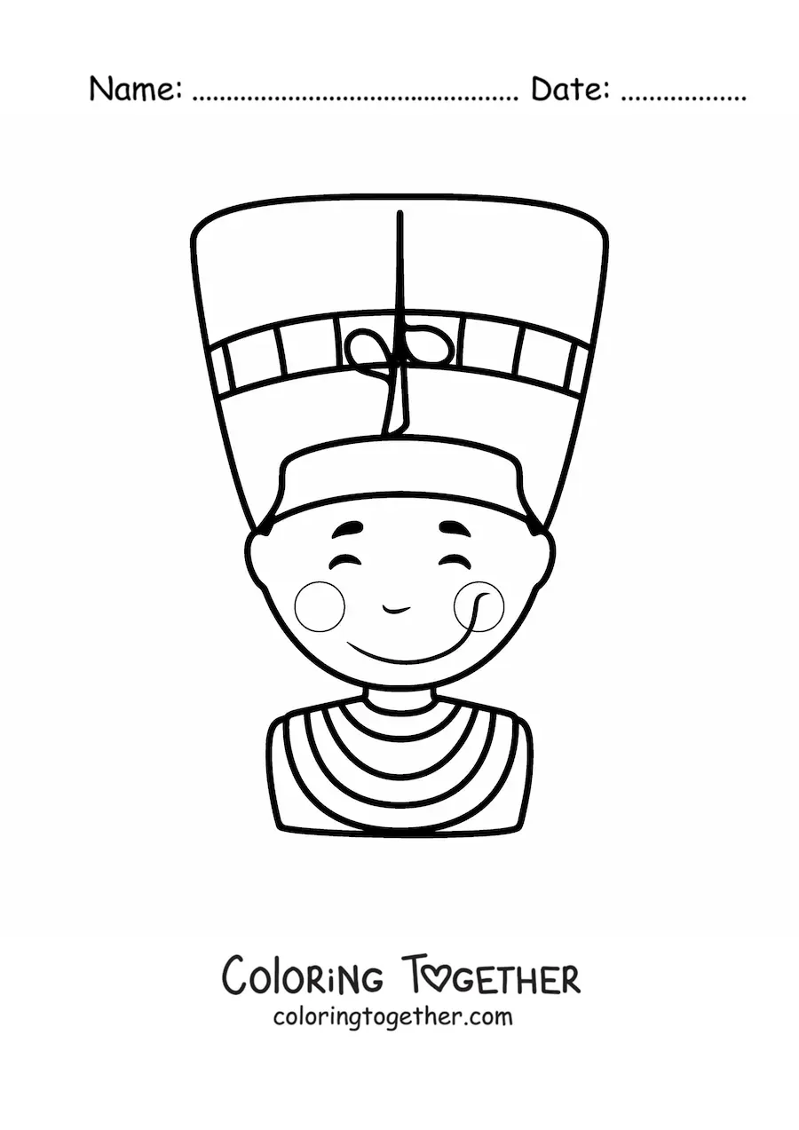 Coloring page of a cartoon Nefertiti