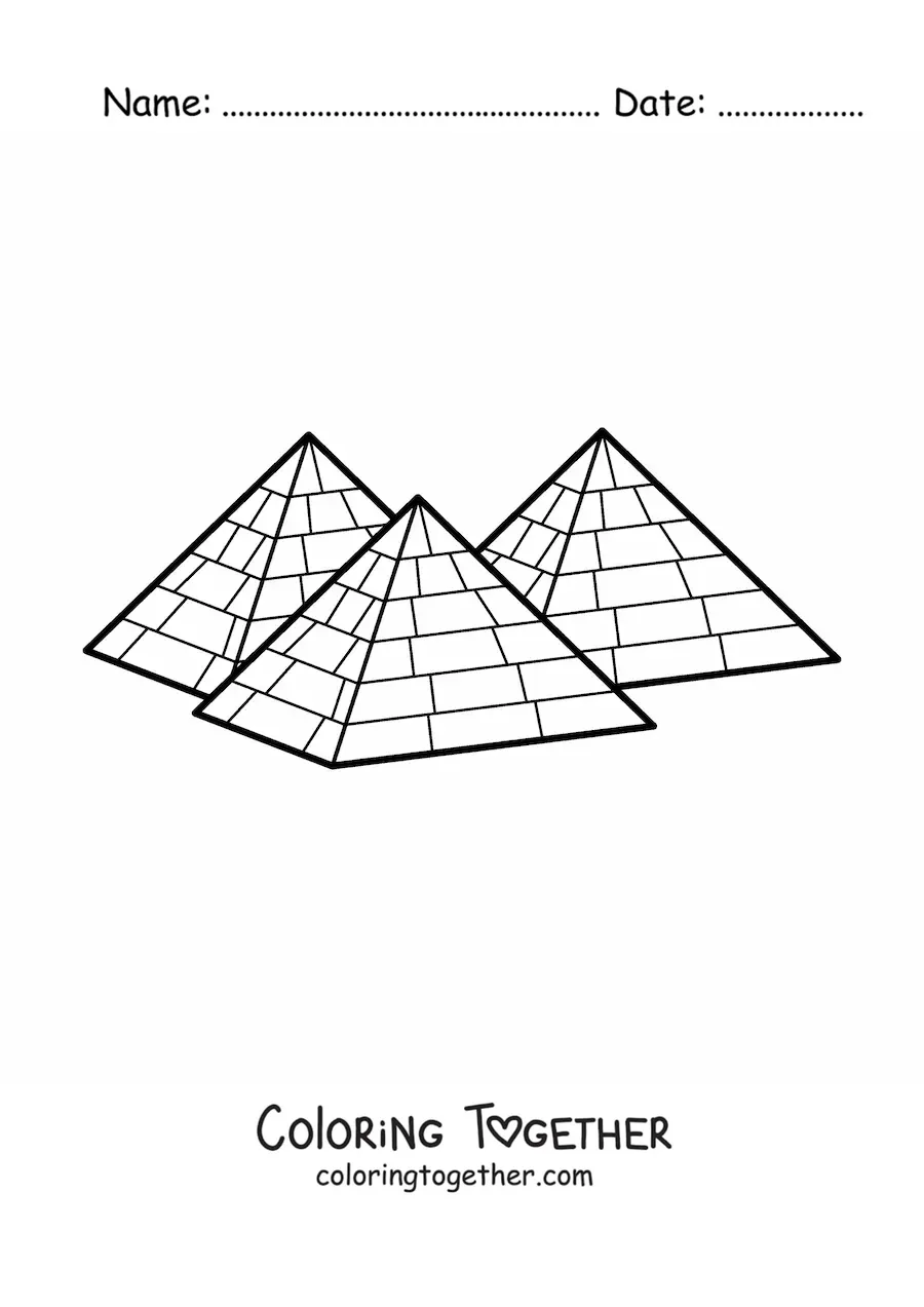 Coloring page of Egyptian pyramids
