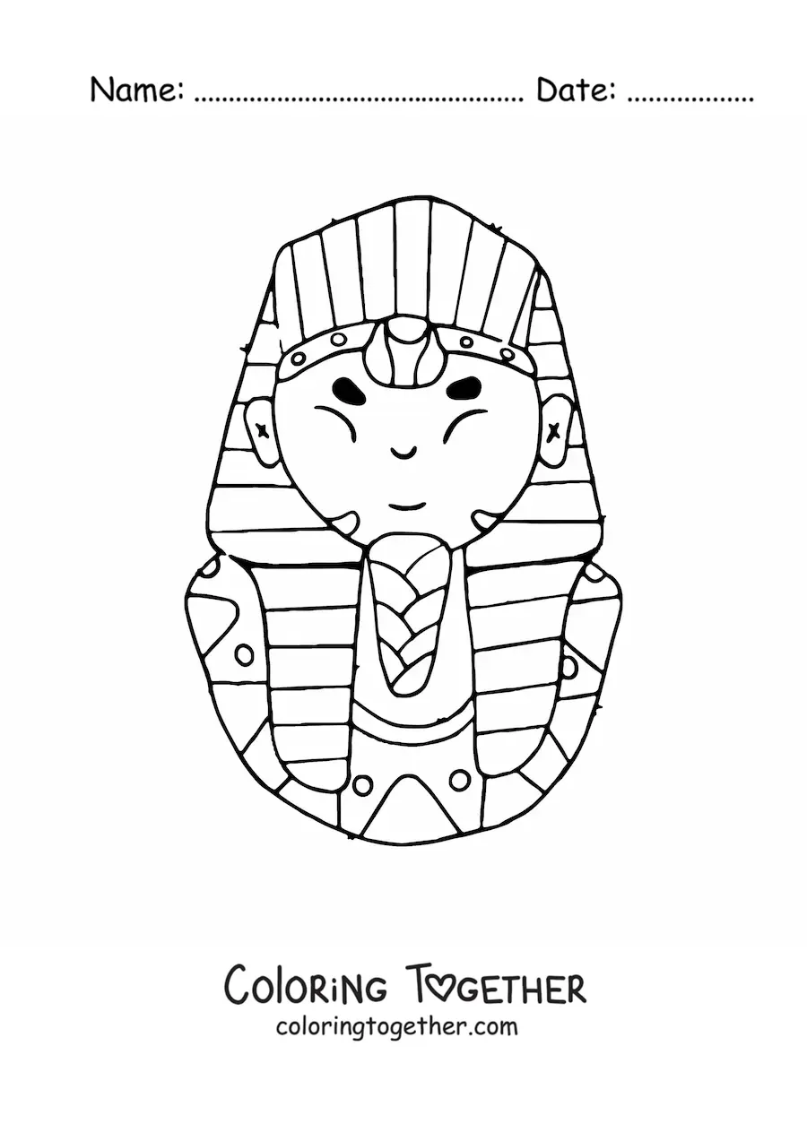 Coloring page of a cartoon Tutankhamun