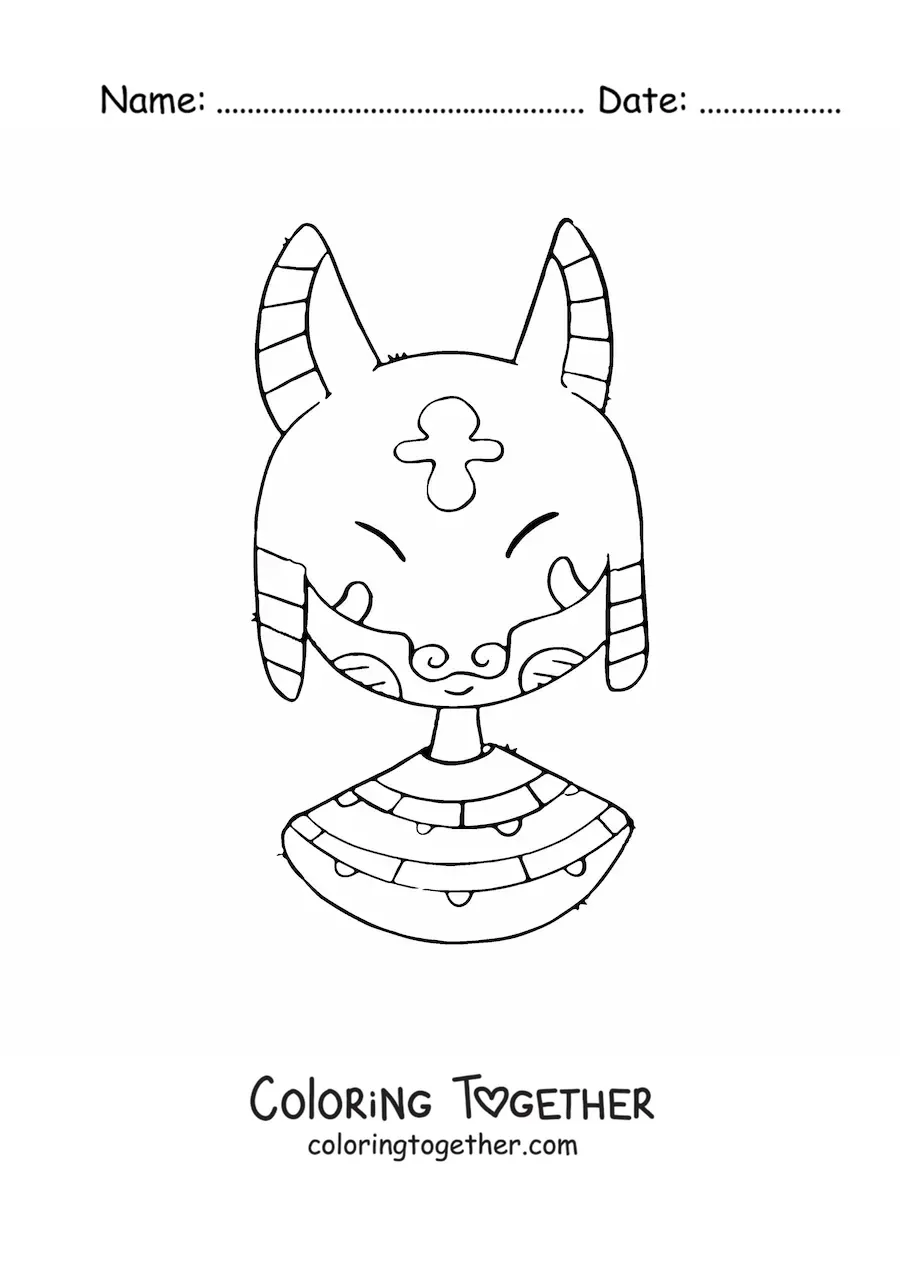 Coloring page of the cartoon god Anubis