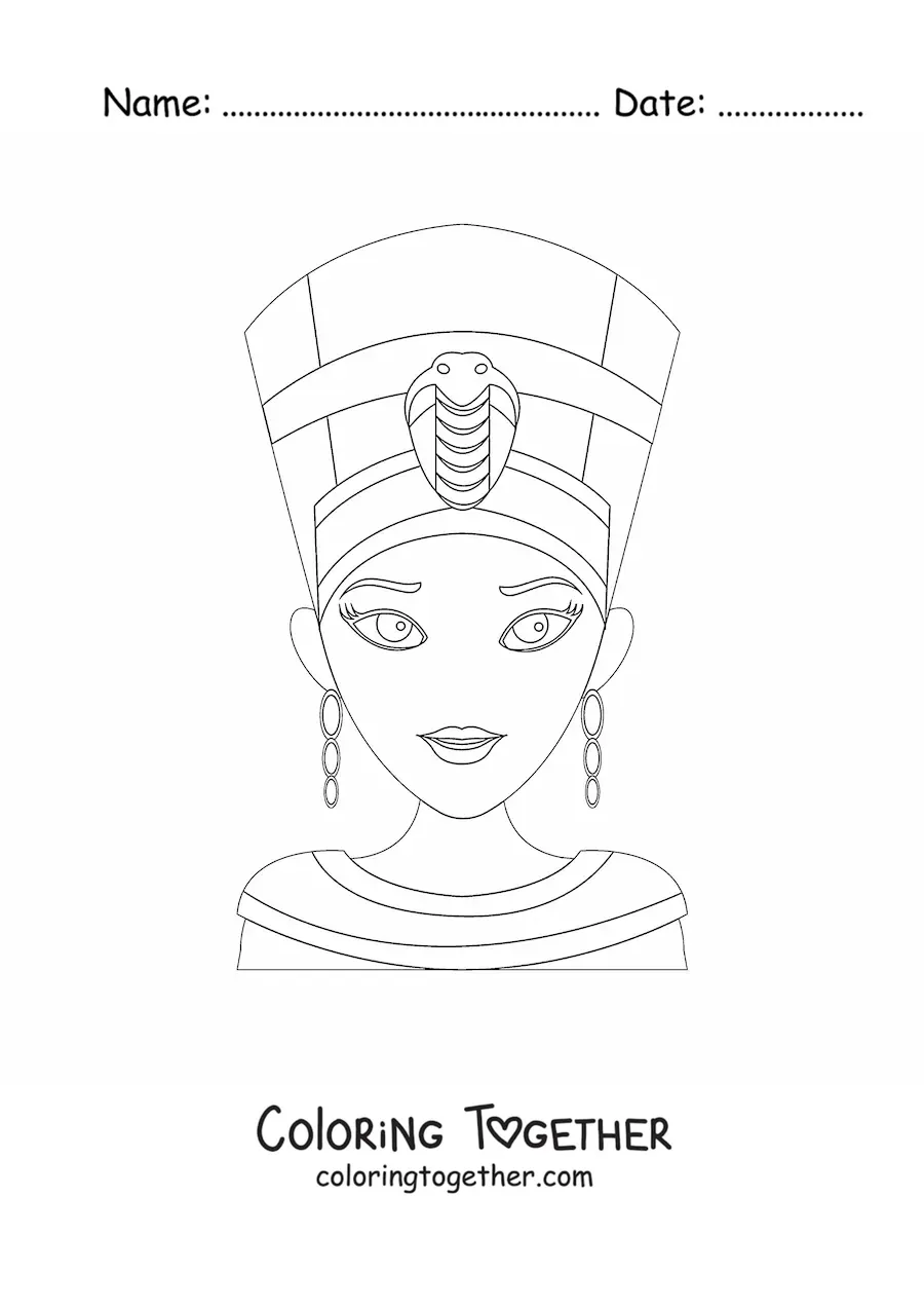 Coloring page of an easy Nefertiti