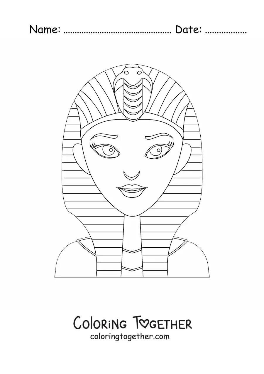 Coloring page of an easy Egyptian mask