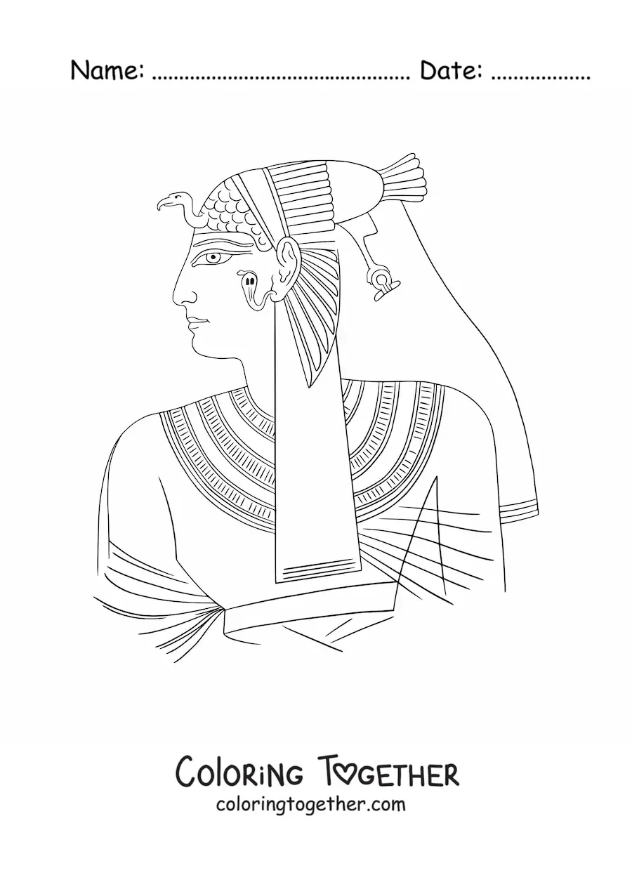 Coloring page of the Egyptian queen Meritamun