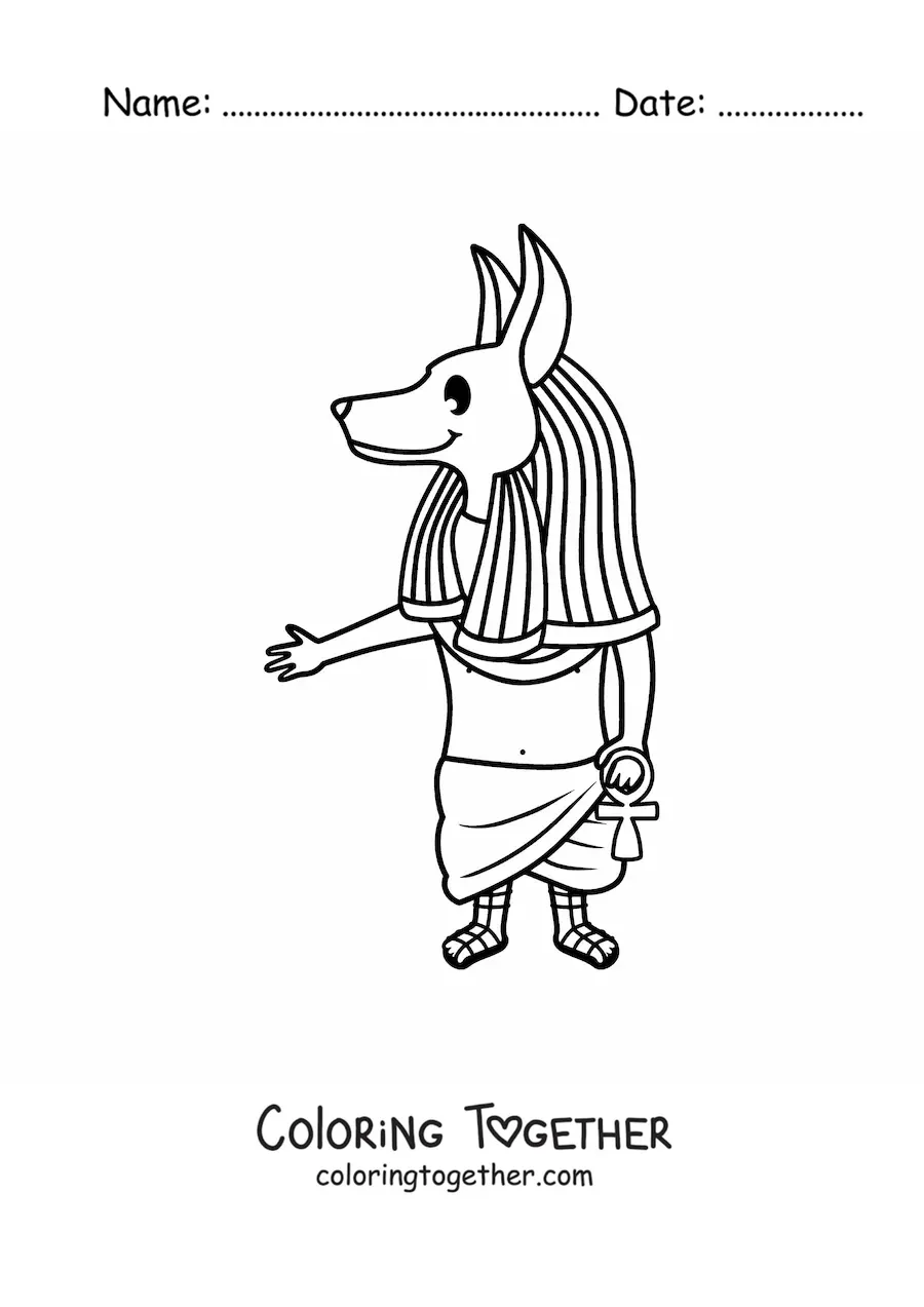 Coloring page of the god Anubis