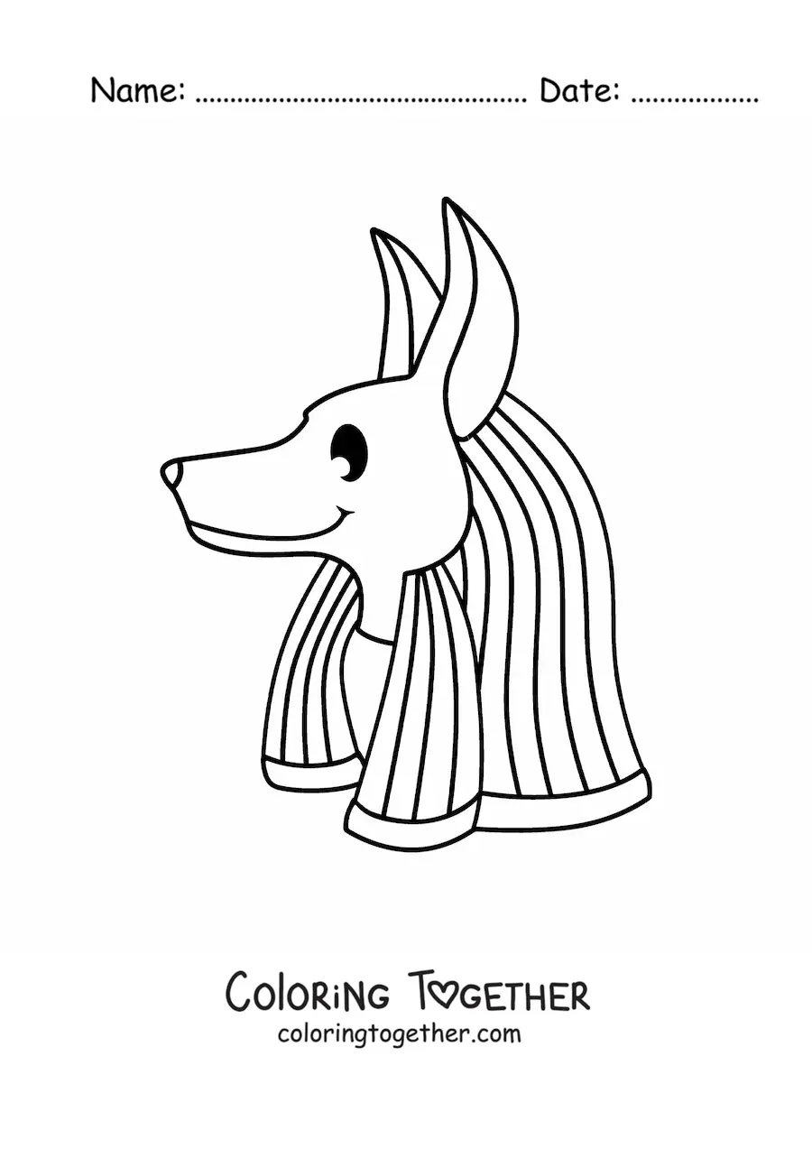 Coloring page of the head of the god Anubis