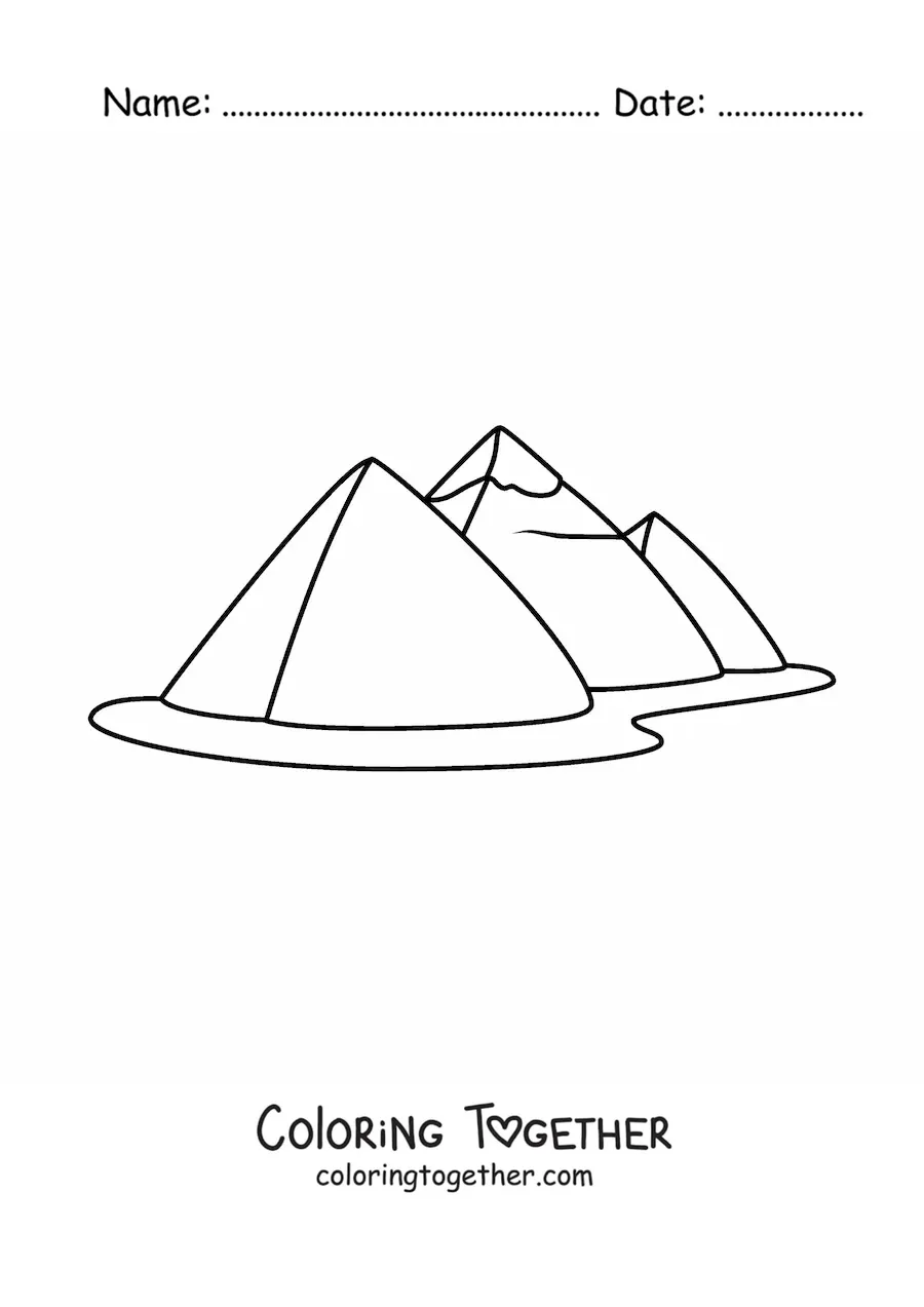 Coloring page of easy Egyptian pyramids