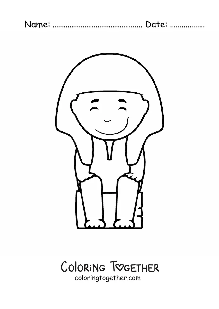 Coloring page of a cartoon sphinx