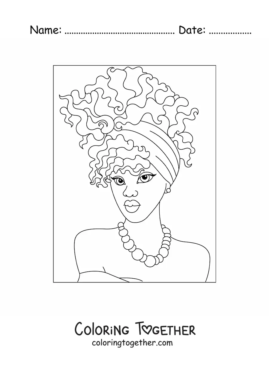 Coloring page of an African woman