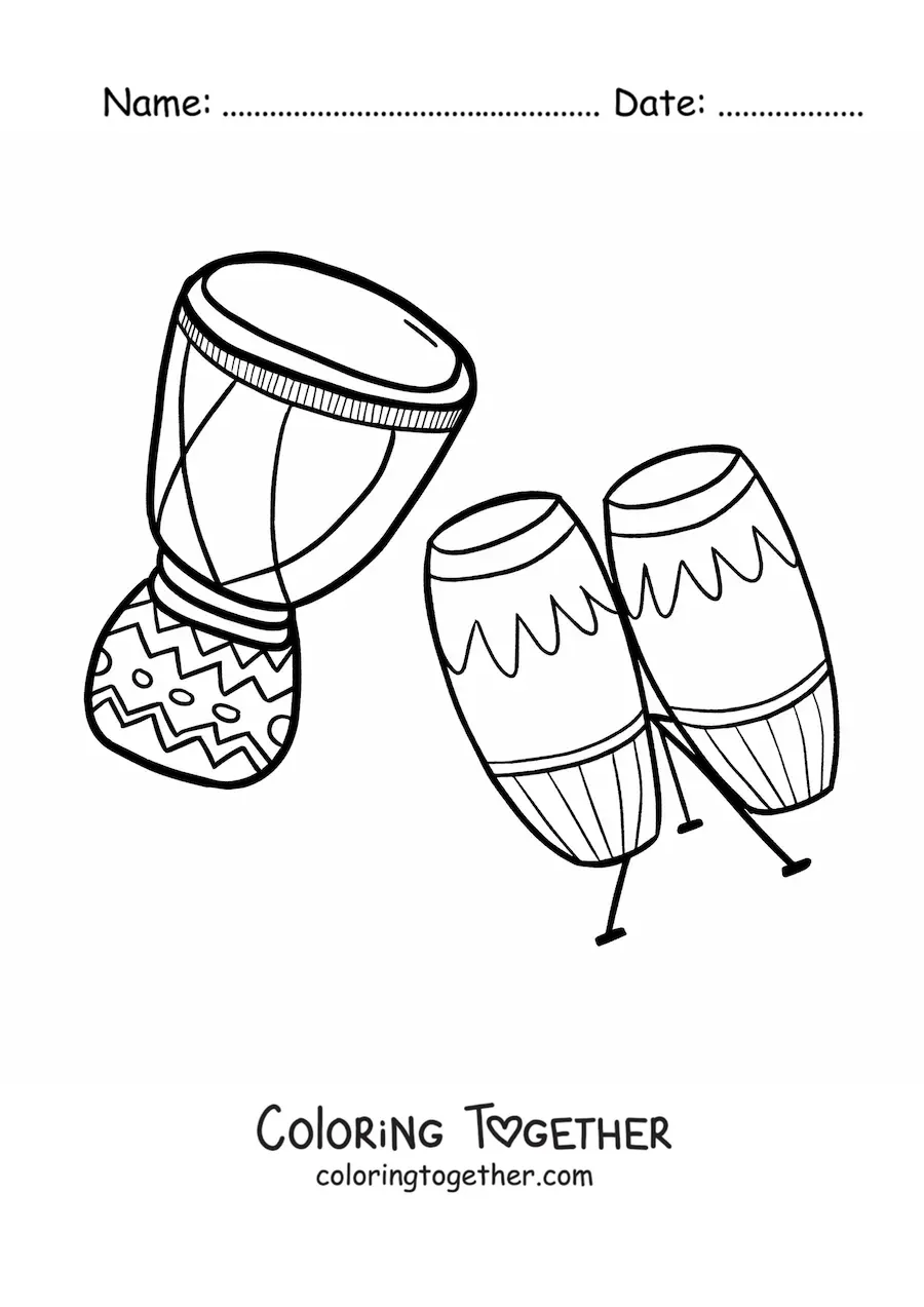 Coloring page of African drums