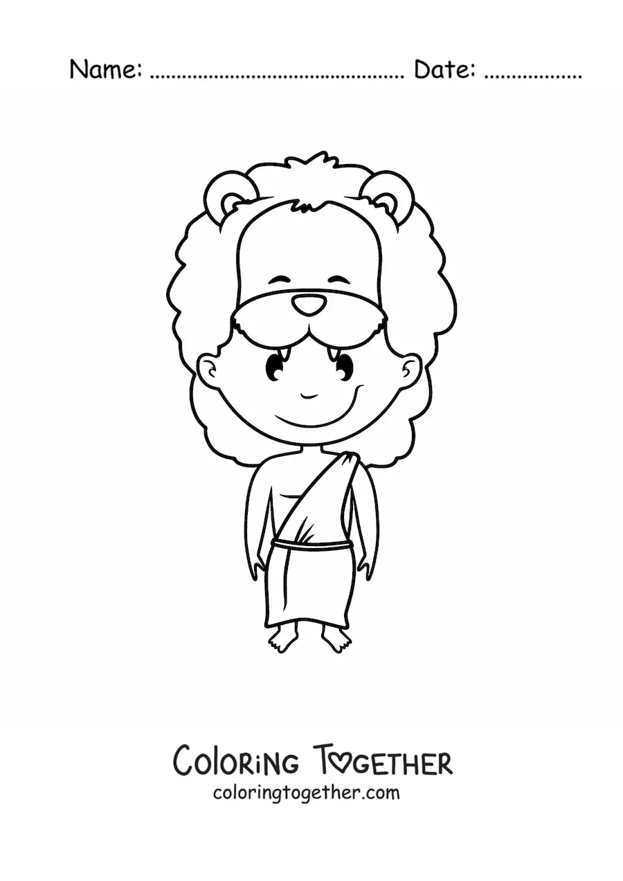 Coloring page of a cartoon African man