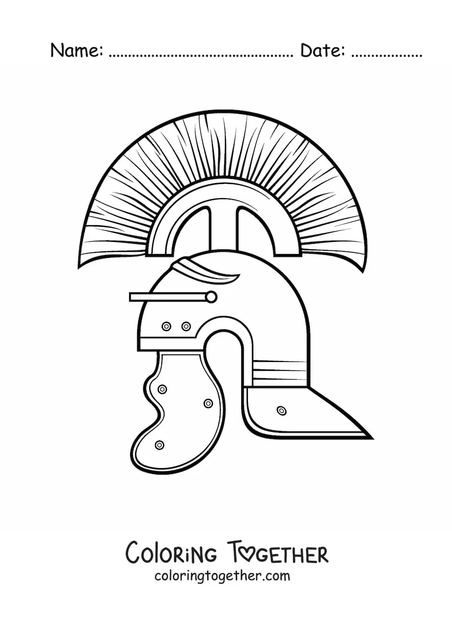 Coloring page of a Roman soldier helmet