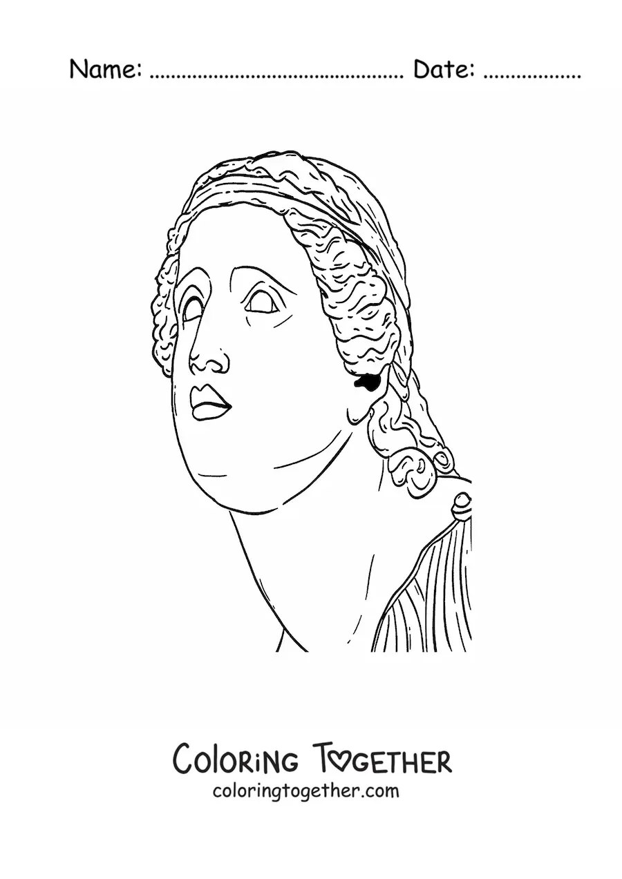 Coloring page of a Roman sculpture