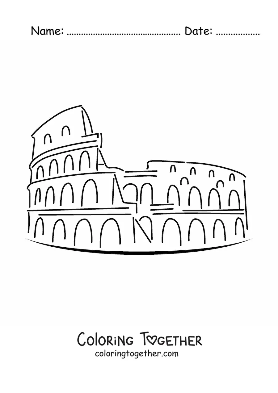 Coloring page of an easy Roman Colosseum