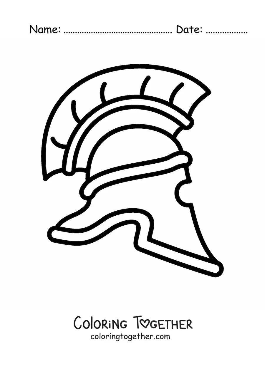 Coloring page of an easy Roman helmet