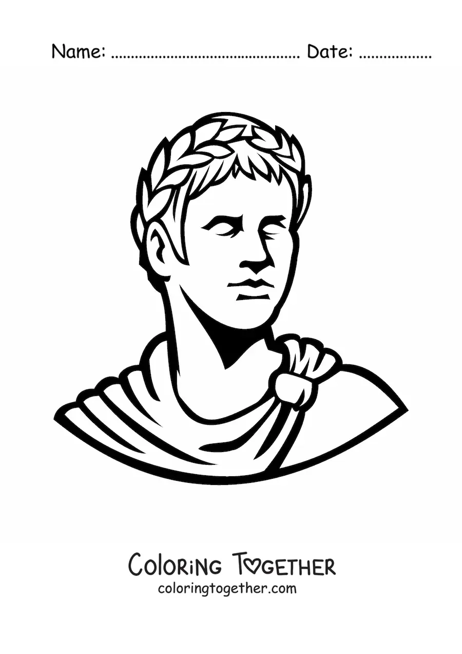 Coloring page of an easy Roman sculpture