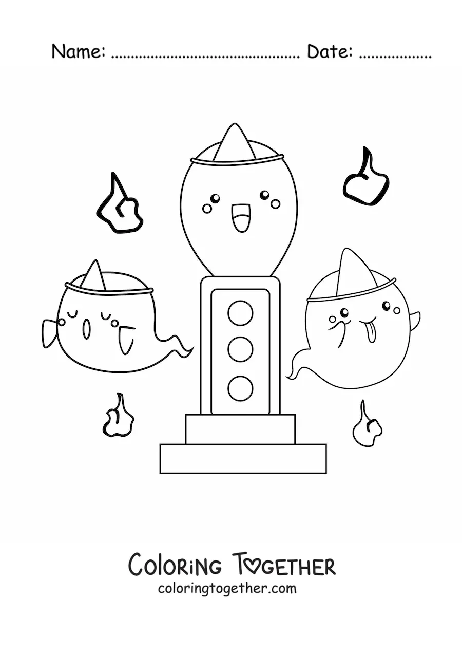 Coloring page of Japanese ghosts