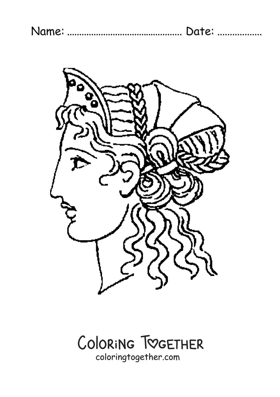 Coloring page of a woman of Ancient Greece