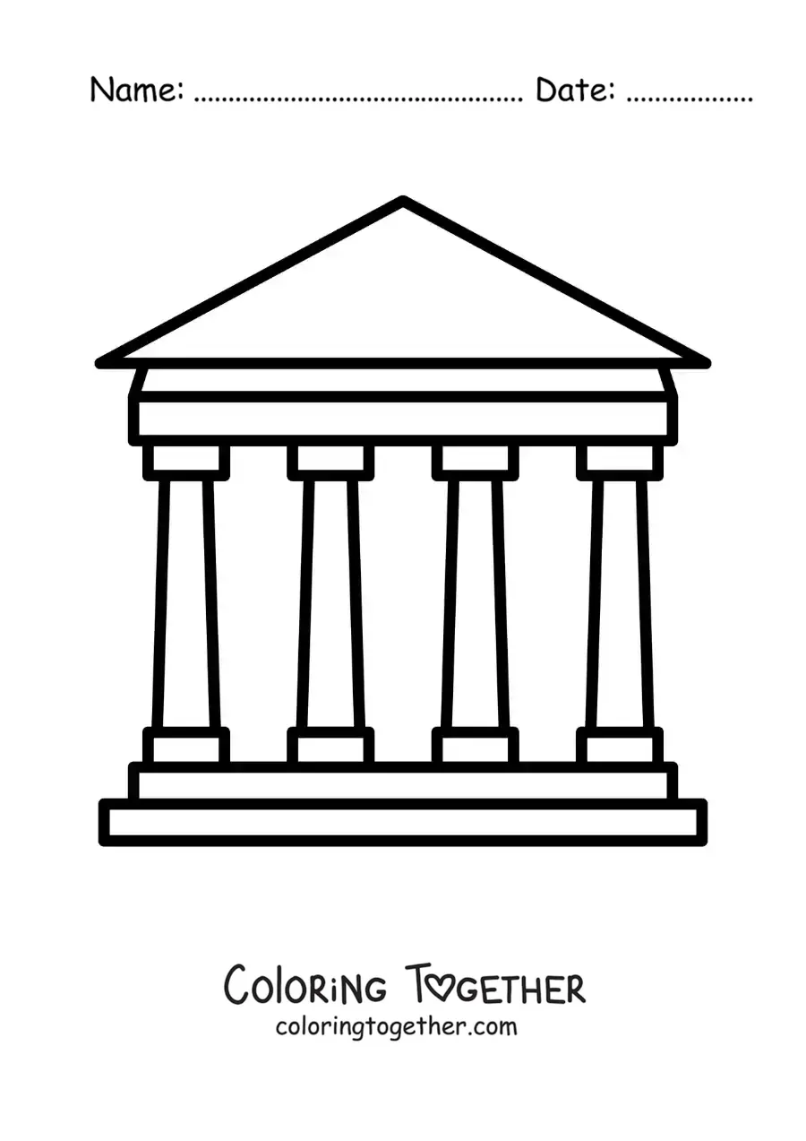 Coloring page of an easy Greek Parthenon