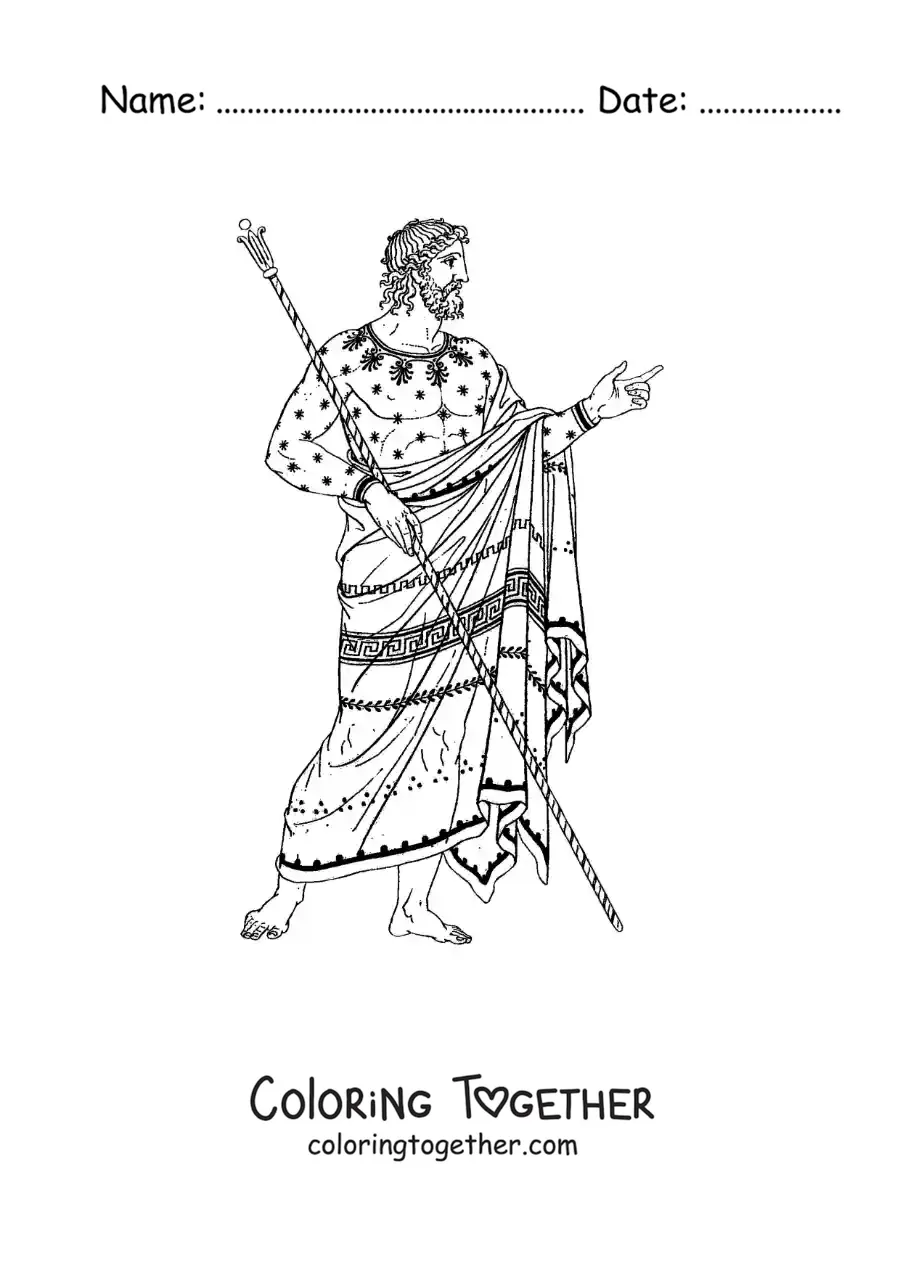 Coloring page of a Greek man