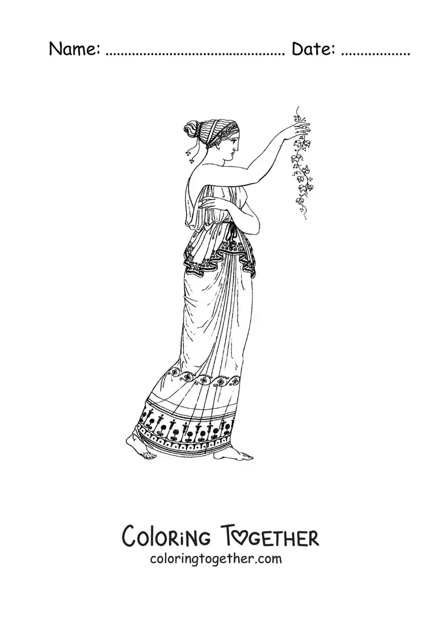 Coloring page of a Greek woman