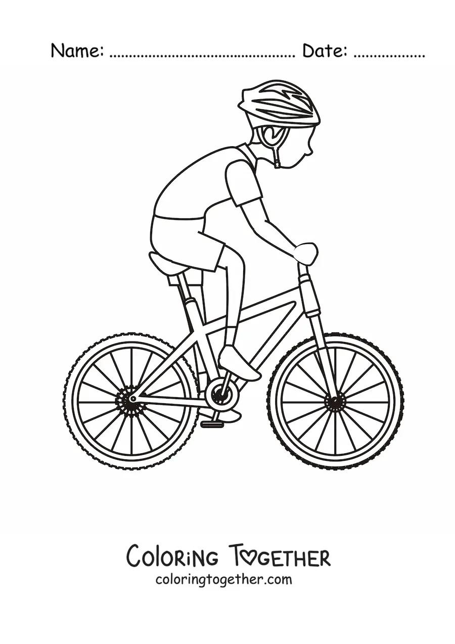 Coloring page of a cyclist